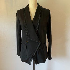 Pure Sugar Black Stretch Ruffled Blazer Jacket – Size M